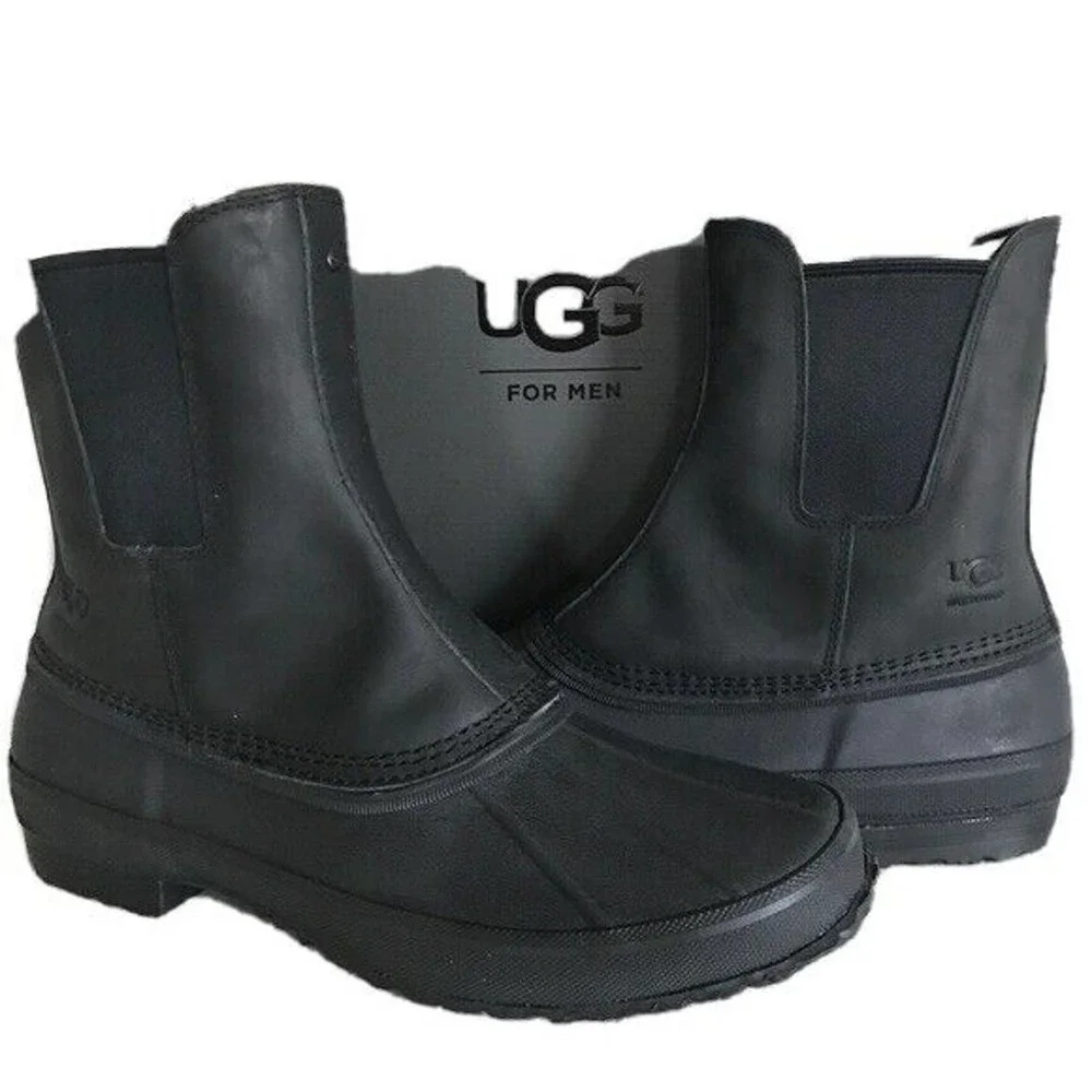 Ugg Australia Romosa Waterproof Black Leather Rubber Duck‎ Boots New Men’s 7
